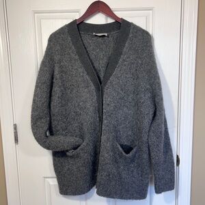 Everlane The Oversized Alpaca Cardigan Charcoal Grey Wool Blend Size Medium